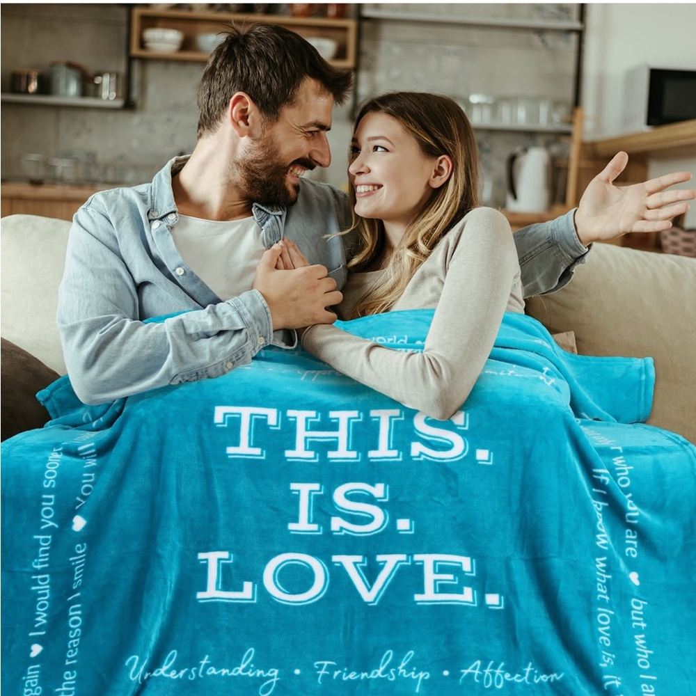 New in package Teal “THIS IS LOVE” 50x60 Blanket